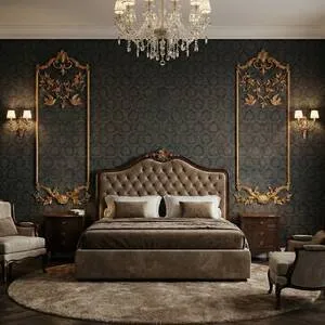 This ornate French wall panel captures the essence of romance with intricate motifs of doves and ros..
